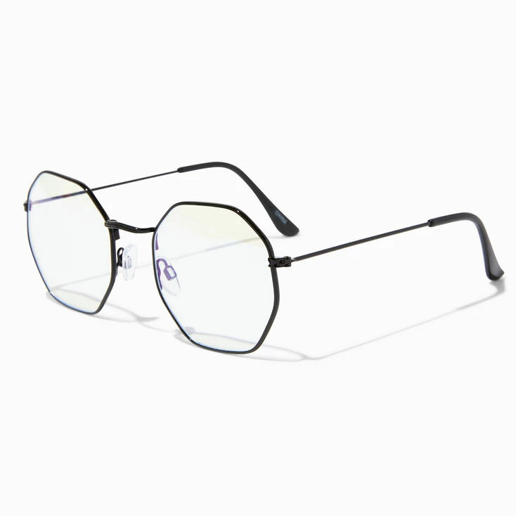 Solar Blue Light Reducing Black Octagon Clear Lens Frames Wholesale ???? Claire's Solar Blue Light Reducing Black Octagon Clear Lens Frames ???? -Claire’s Shop 03240 1