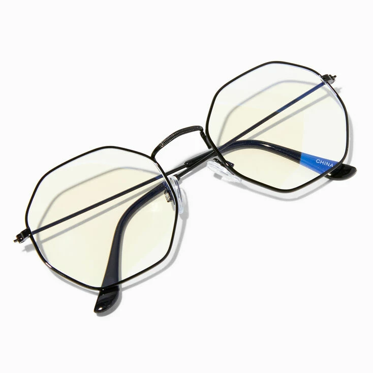 Solar Blue Light Reducing Black Octagon Clear Lens Frames Wholesale ???? Claire's Solar Blue Light Reducing Black Octagon Clear Lens Frames ???? -Claire’s Shop 03240 2