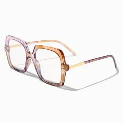 Promo ✔️ Claire's Clear Tan Rectangle Clear Lens Frames 👏
