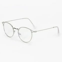 Outlet ⭐ Claire's Solar Blue Light Reducing Round Clear Lens Frames - Silver 🌟