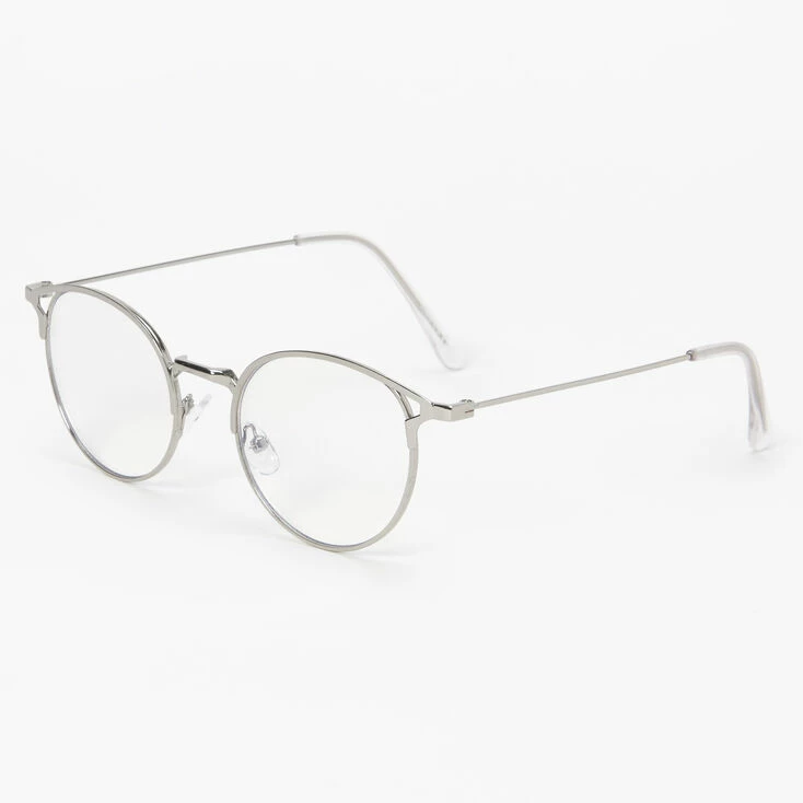 Outlet ⭐ Claire's Solar Blue Light Reducing Round Clear Lens Frames - Silver 🌟 1 Outlet ⭐ Claire's Solar Blue Light Reducing Round Clear Lens Frames - Silver 🌟