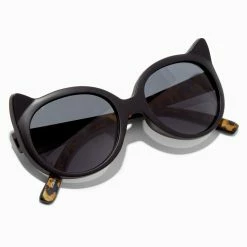 Outlet ⌛ Claire's Club Matte Black Leopard 👓 Sunglasses 🔥 -Claire’s Shop 14678 2