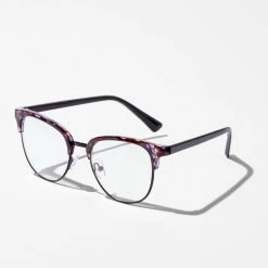 Outlet 😀 Claire's Purple Tortoiseshell Browline Clear Lens Frames 👍