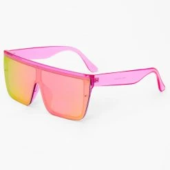 Best Pirce 😉 Claire's Neon Shield 👓 Sunglasses - Pink 🔔