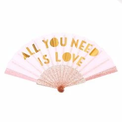 Cheapest ⭐ Claire's All You Need Is Love Folding Fan - Pink 🛒