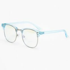 Best reviews of 👏 Claire's Blue Light Reducing Round Browline Clear Lens Frames - Blue 🌟