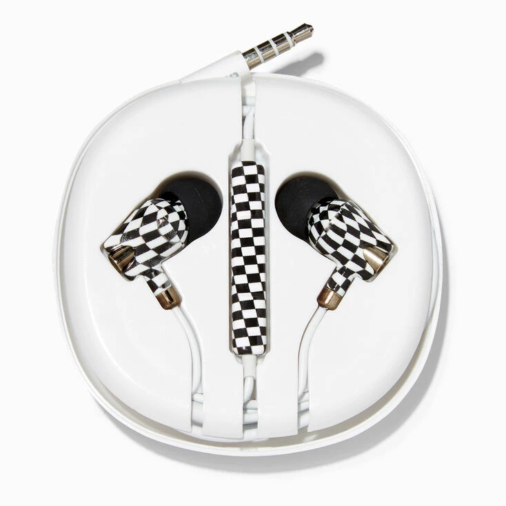 Black & White Checkerboard Silicone Earbuds Cheapest ⌛ Claire's Black & White Checkerboard Silicone Earbuds ???? -Claire’s Shop 44633 1