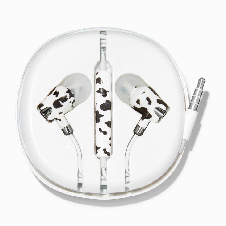 Cow Spots Silicone Earbuds Deals ???? Claire's Cow Spots Silicone Earbuds ✨ -Claire’s Shop 44778 1