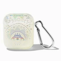 Hot Sale 😀 Claire's Holographic Evil Eye Silicone Earbud Case Cover - Compatible With Apple AirPods® 😉