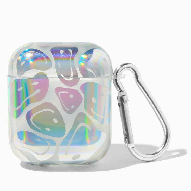 New 👏 Claire's Wavy Happy Faces Holographic Earbud Case Cover - Compatible With Apple AirPods® 👏 1 New 👏 Claire's Wavy Happy Faces Holographic Earbud Case Cover - Compatible With Apple AirPods® 👏