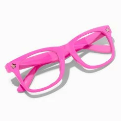 Flash Sale 🔥 Claire's Club Solar Blue Light Reducing Retro Clear Lens Pink Star Frames 🧨 -Claire’s Shop 47452 2