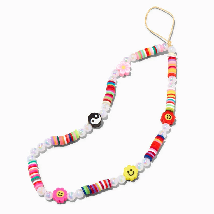 New ๐ Claire's Rainbow Happy Face Beaded Phone Wrist Strap ๐ 1 New ๐ Claire's Rainbow Happy Face Beaded Phone Wrist Strap ๐