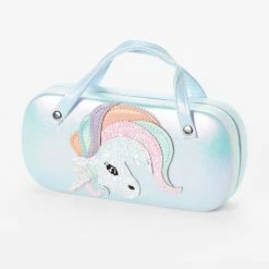 Best Sale 😉 Claire's Club Blue Glitter Unicorn Glasses Case 🎁