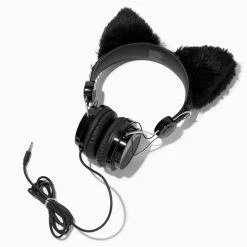 Best Sale 😍 Claire's Furry Black Cat Ear Headphones 😉