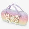 Outlet ⌛ Claire's Club Glitter Butterfly Glasses Case 🤩