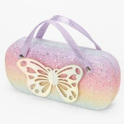 Outlet ⌛ Claire's Club Glitter Butterfly Glasses Case 🤩