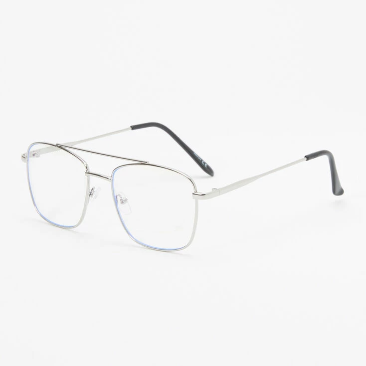 Outlet ❤️ Claire's Silver Blue Light Reducing Aviator Clear Lens Frames 🔥 1 Outlet ❤️ Claire's Silver Blue Light Reducing Aviator Clear Lens Frames 🔥