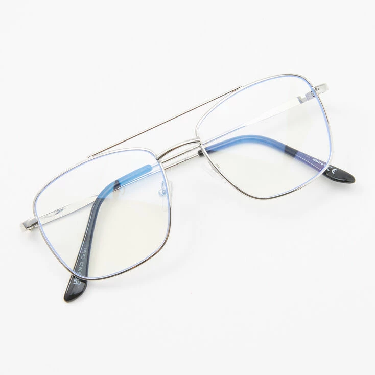 Outlet ❤️ Claire's Silver Blue Light Reducing Aviator Clear Lens Frames 🔥 2 Outlet ❤️ Claire's Silver Blue Light Reducing Aviator Clear Lens Frames 🔥 - Image 2
