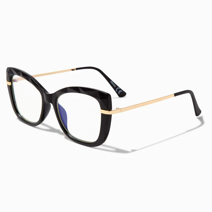 Wholesale 😉 Claire's Blue Light Reducing Beveled Black Cat Eye Clear Lens Frames 👏 1 Wholesale 😉 Claire's Blue Light Reducing Beveled Black Cat Eye Clear Lens Frames 👏