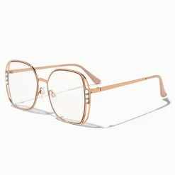 Best Sale 🌟 Claire's Rose Gold Bling Square Clear Lens Frames 👍