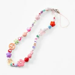 Coupon 🤩 Claire's Pink Icon Beaded Phone Strap ❤️