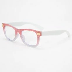 Cheap ๐ Claire's Club Solar Blue Light Reducing Retro Clear Lens Pink Glitter Frames โญ