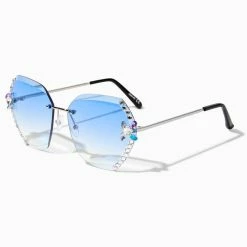 Top 10 😉 Claire's Blue Octagon Embellished Frame 👓 Sunglasses 🔔